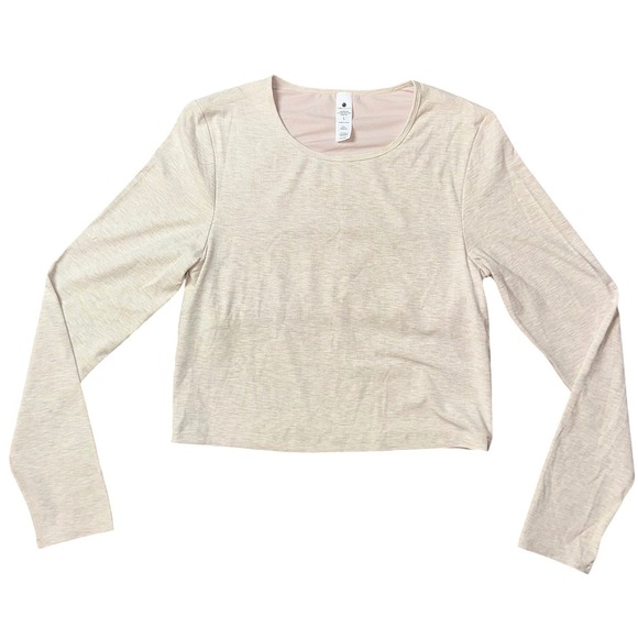 Yogalicious Tops - Yogalicious Heavenly Rib Kathleen Crop Long Sleeve Top Nacreous Cloud L LSY92868